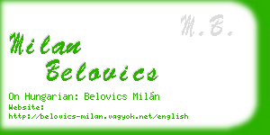milan belovics business card