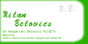 milan belovics business card